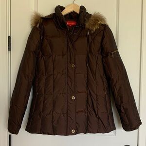 Anne Klein Women’s Hooded Puffer Coat Bronze L